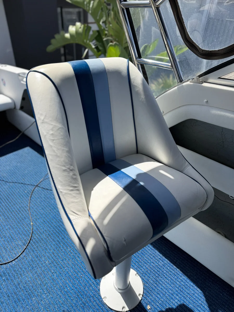 After boat interior upholstery detail Perth WA — seat restored